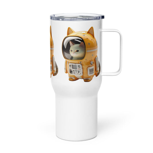 Astronaut Space Kitty Cat 25oz Stainless Steel Travel mug with a handle