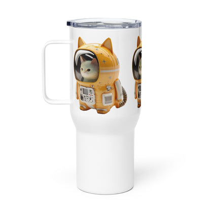 Astronaut Space Kitty Cat 25oz Stainless Steel Travel mug with a handle