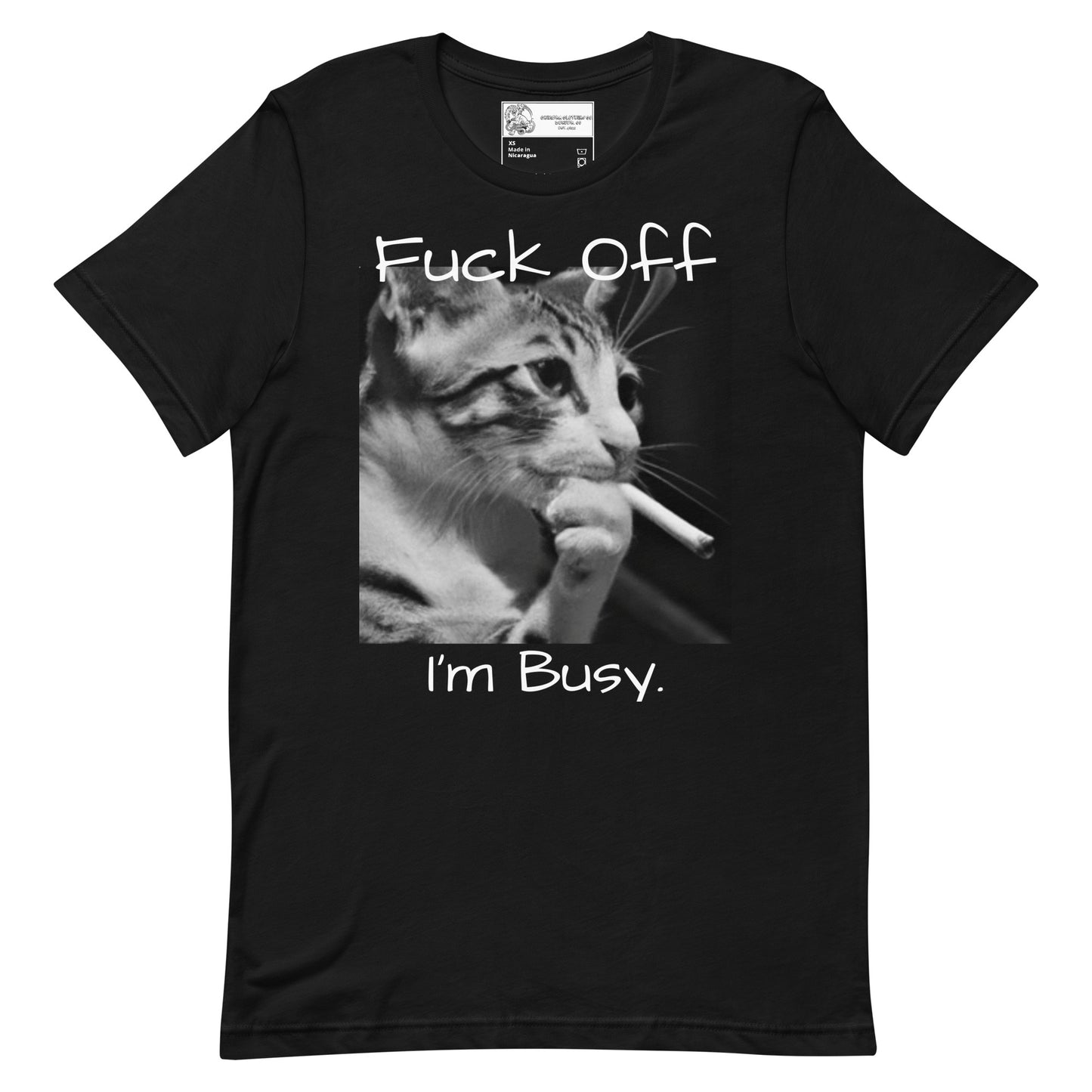 Fuck Off, I'm Busy Smoking Cat Unisex t-shirt