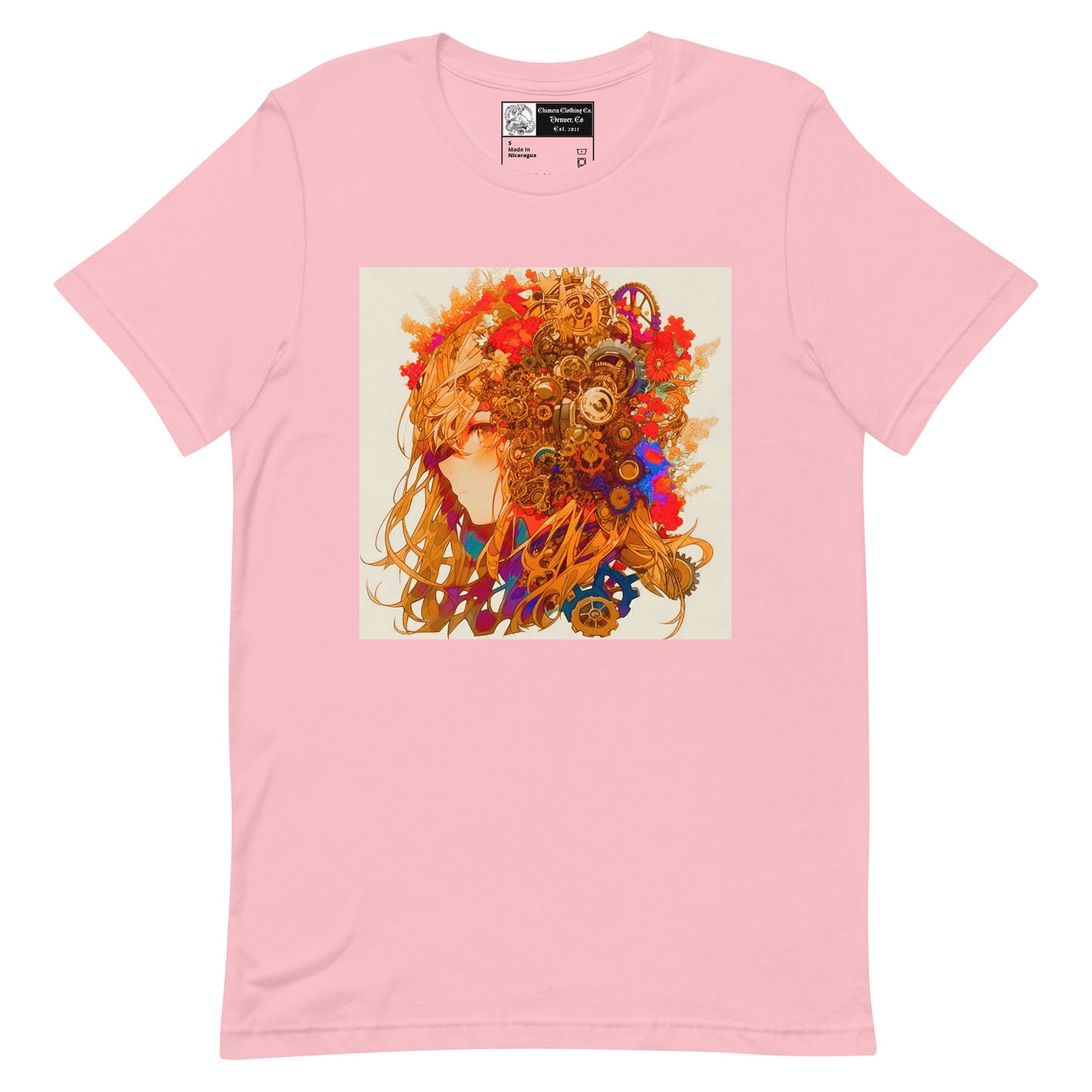 Steampunk Flower Anime Girl Unisex t-shirt