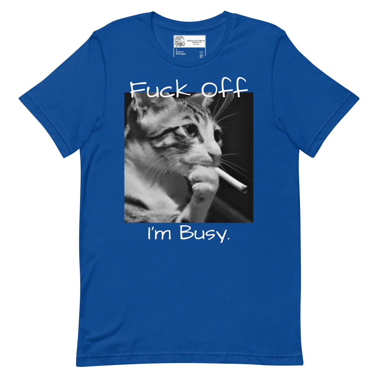 Fuck Off, I'm Busy Smoking Cat Unisex t-shirt