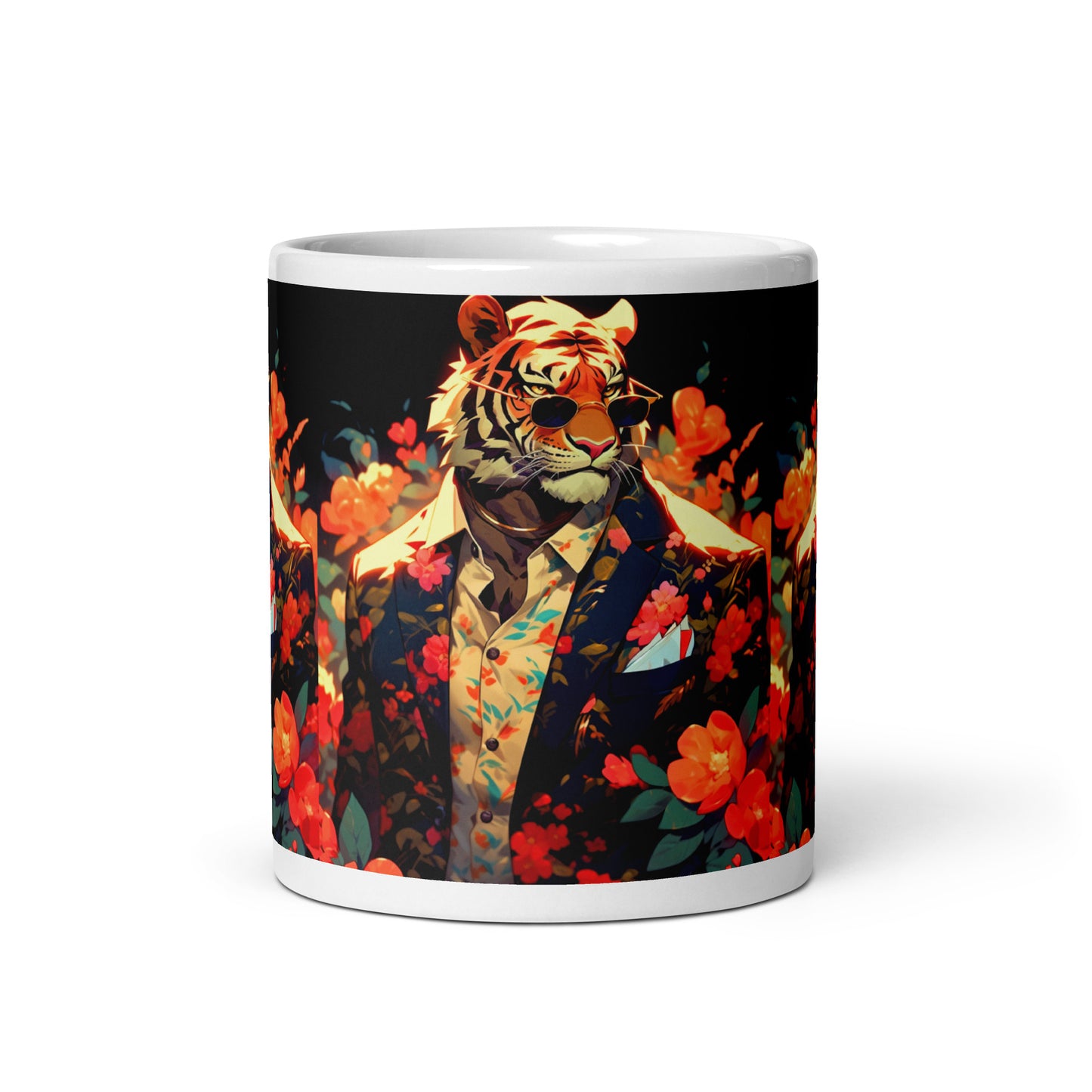 Boss Tiger 11oz White glossy coffee cup mug