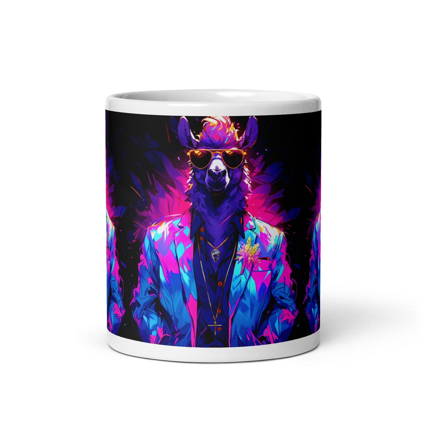 Boss Llama 11oz White glossy coffee cup mug