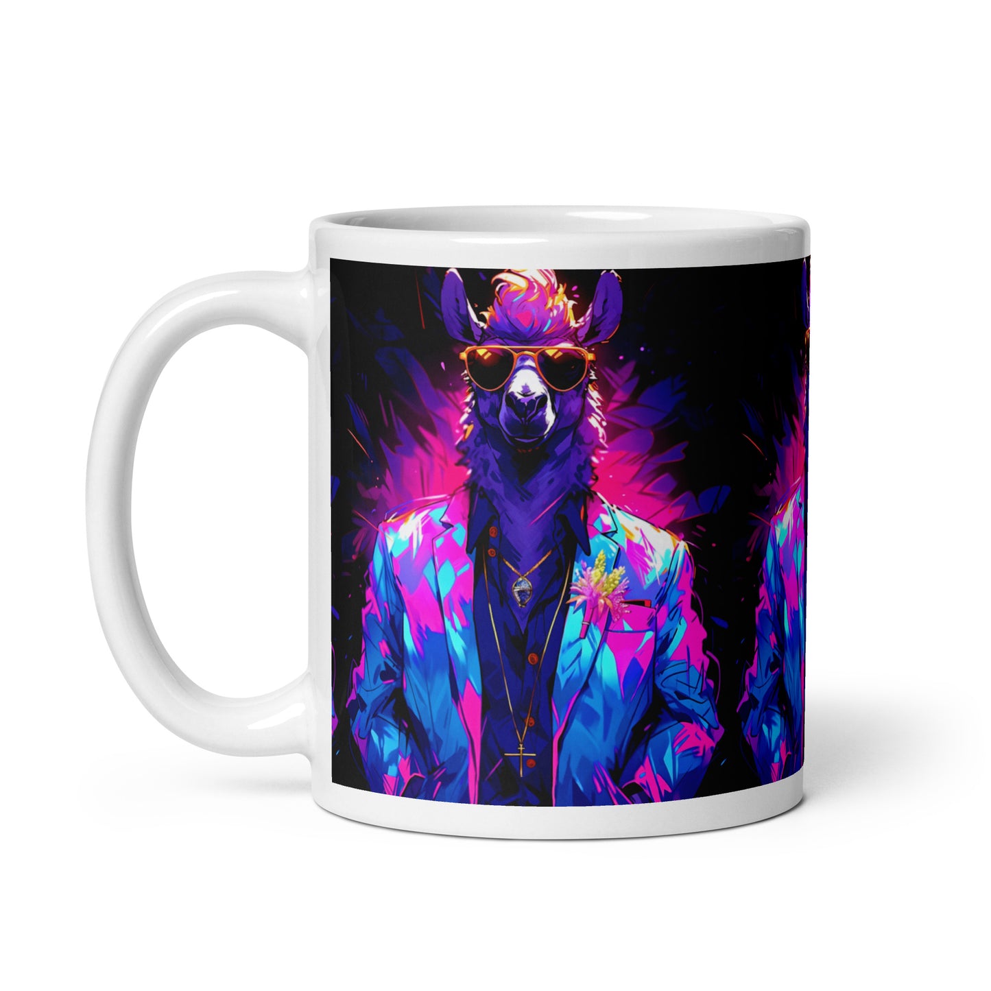 Boss Llama 11oz White glossy coffee cup mug