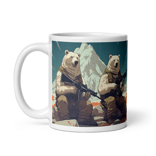 Polar Bear Soldiers 11oz White glossy coffee cup mug