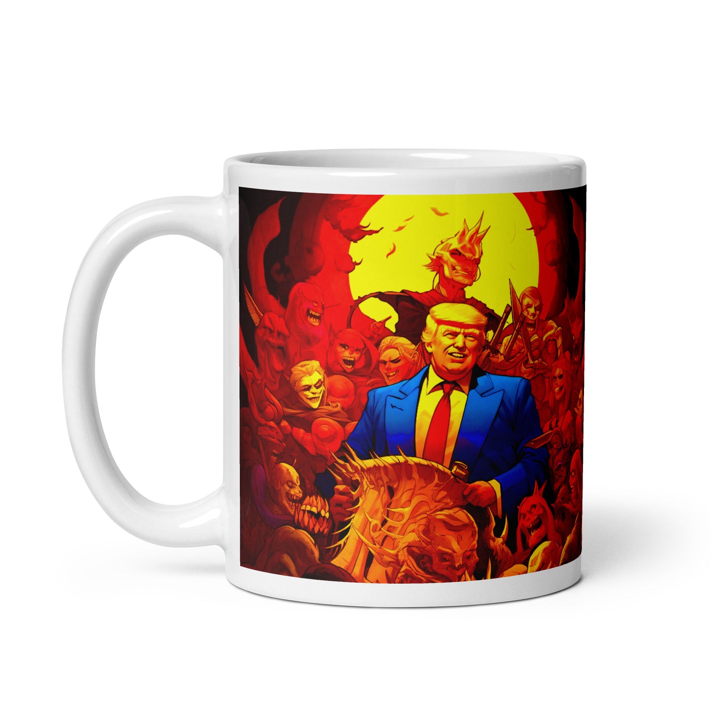 Trump's Indictment..to HELL! 11oz White glossy coffee cup mug