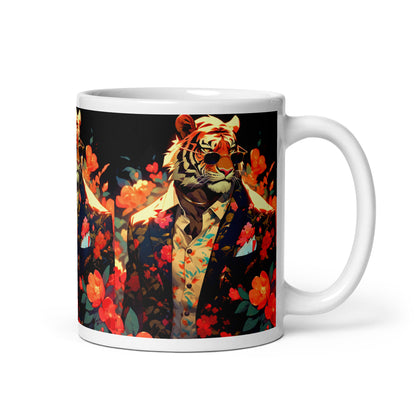 Boss Tiger 11oz White glossy coffee cup mug