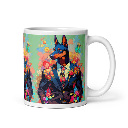 Boss Dog Doberman 11oz White glossy coffee cup mug