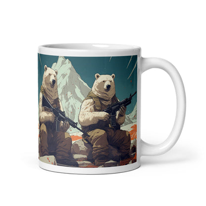 Polar Bear Soldiers 11oz White glossy coffee cup mug