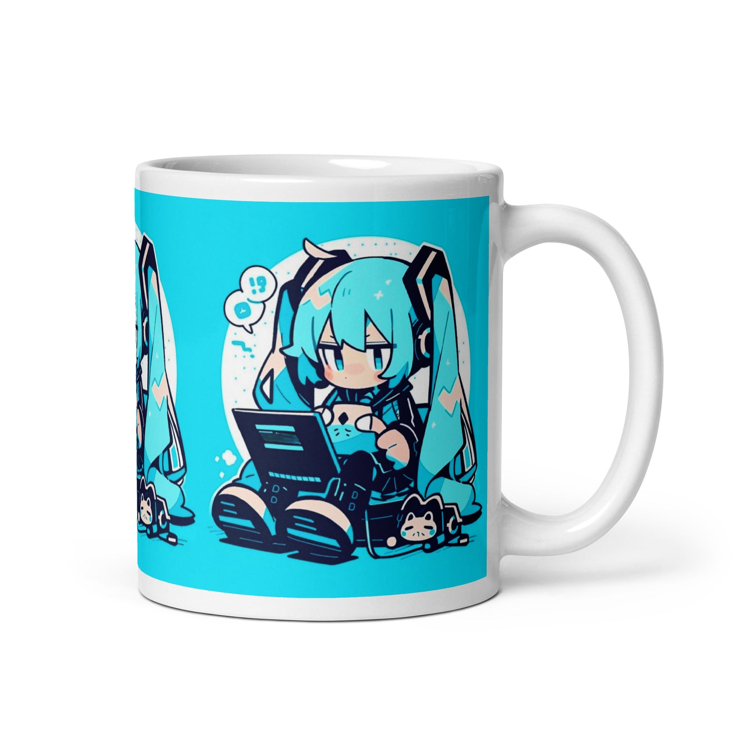 Cute Gamer Hatsune Miku 11oz White glossy coffee cup mug