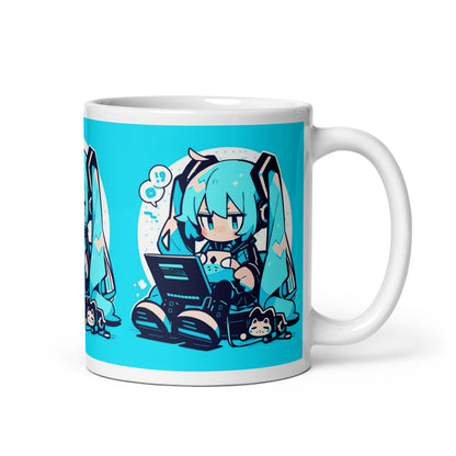 Cute Gamer Hatsune Miku 11oz White glossy coffee cup mug