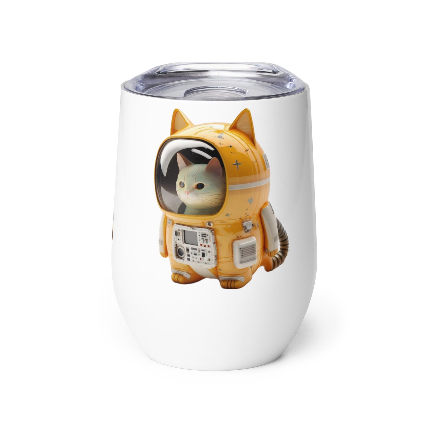 Astronaut Space Kitty Cat 12oz Stainless Steel Wine tumbler Cup