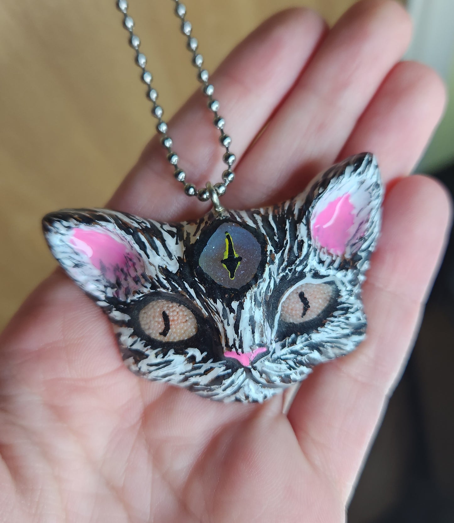 GLOWING Third Eye Kitty Cat Pendant Necklace