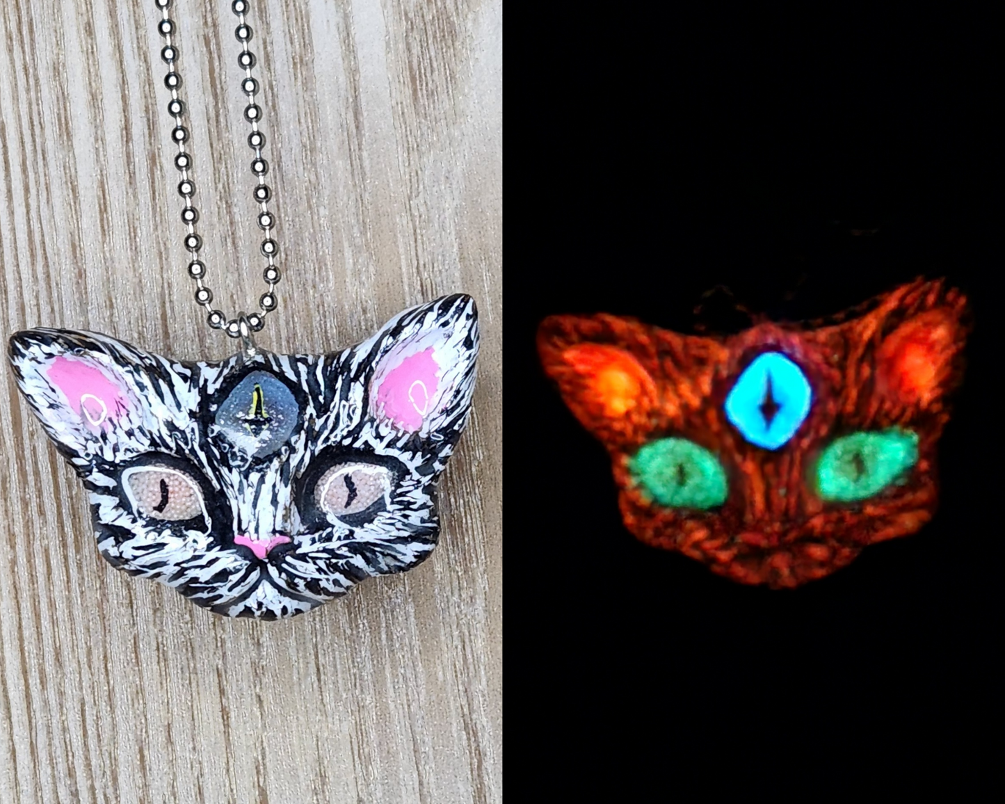 GLOWING Third Eye Kitty Cat Pendant Necklace