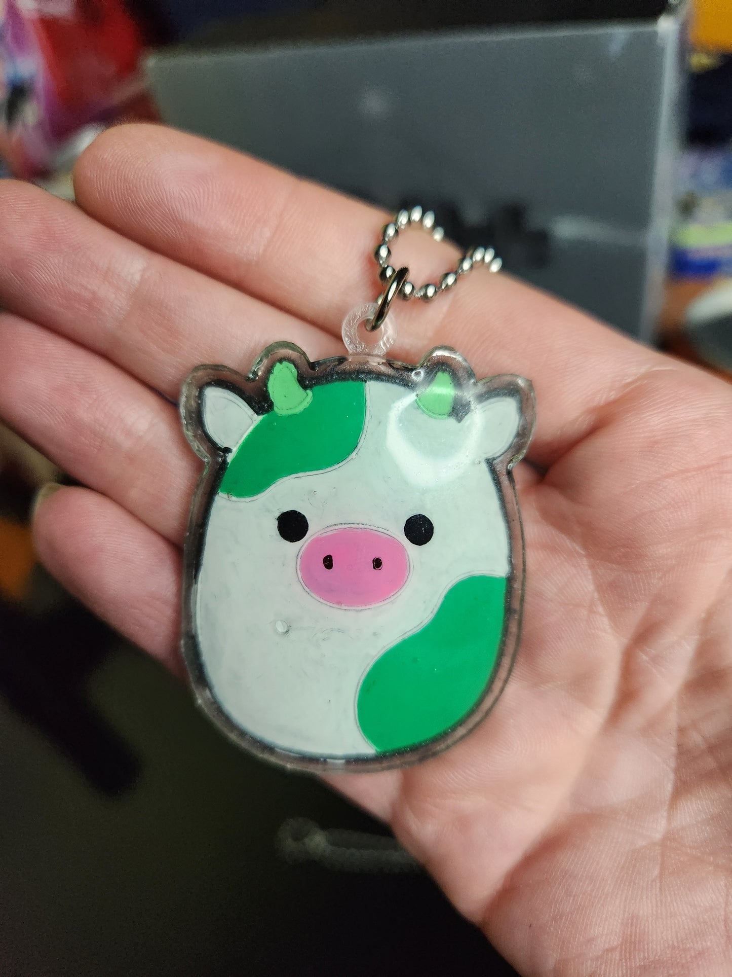 Green Cow Squishmallow Pendant Necklace