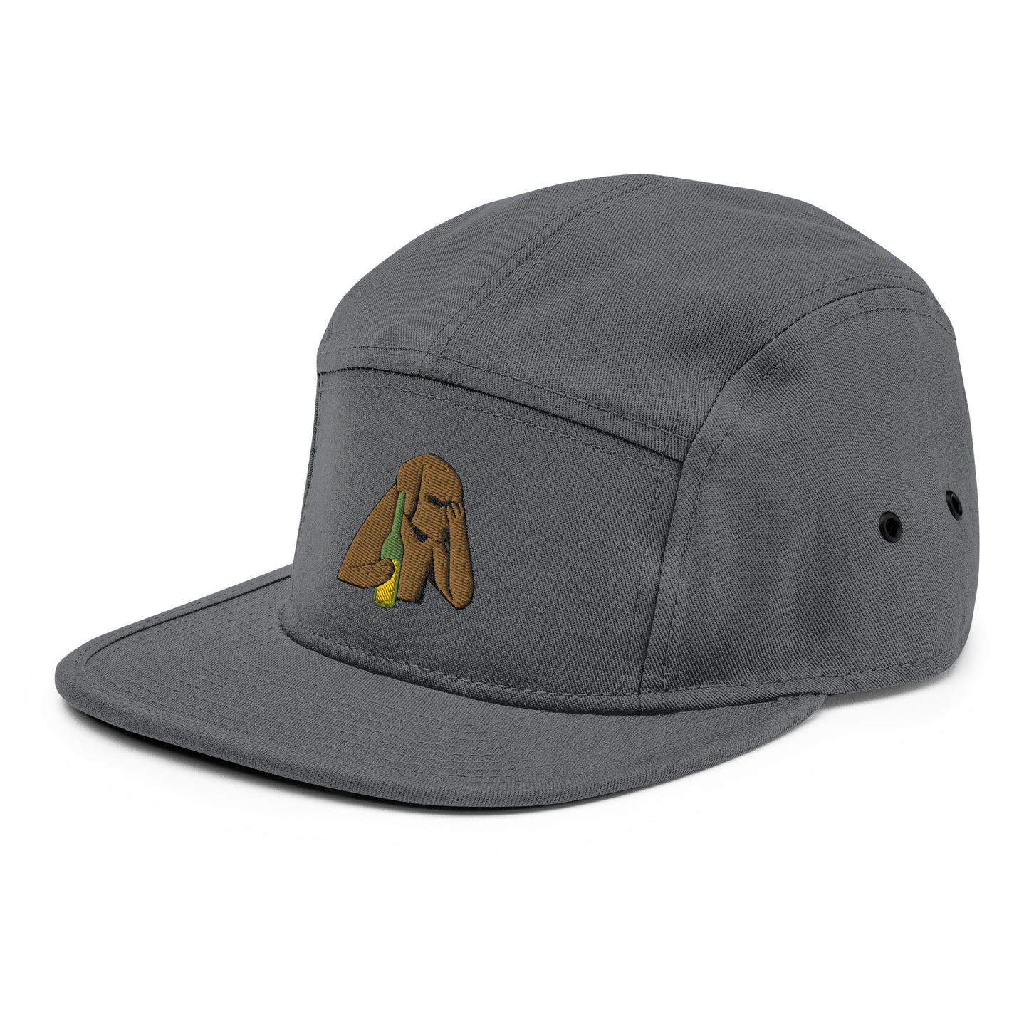 Drinking Beer Dog 5 Panel Camper Cap Hat