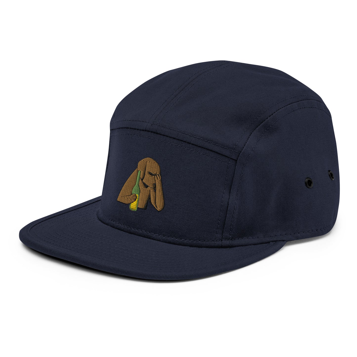 Drinking Beer Dog 5 Panel Camper Cap Hat