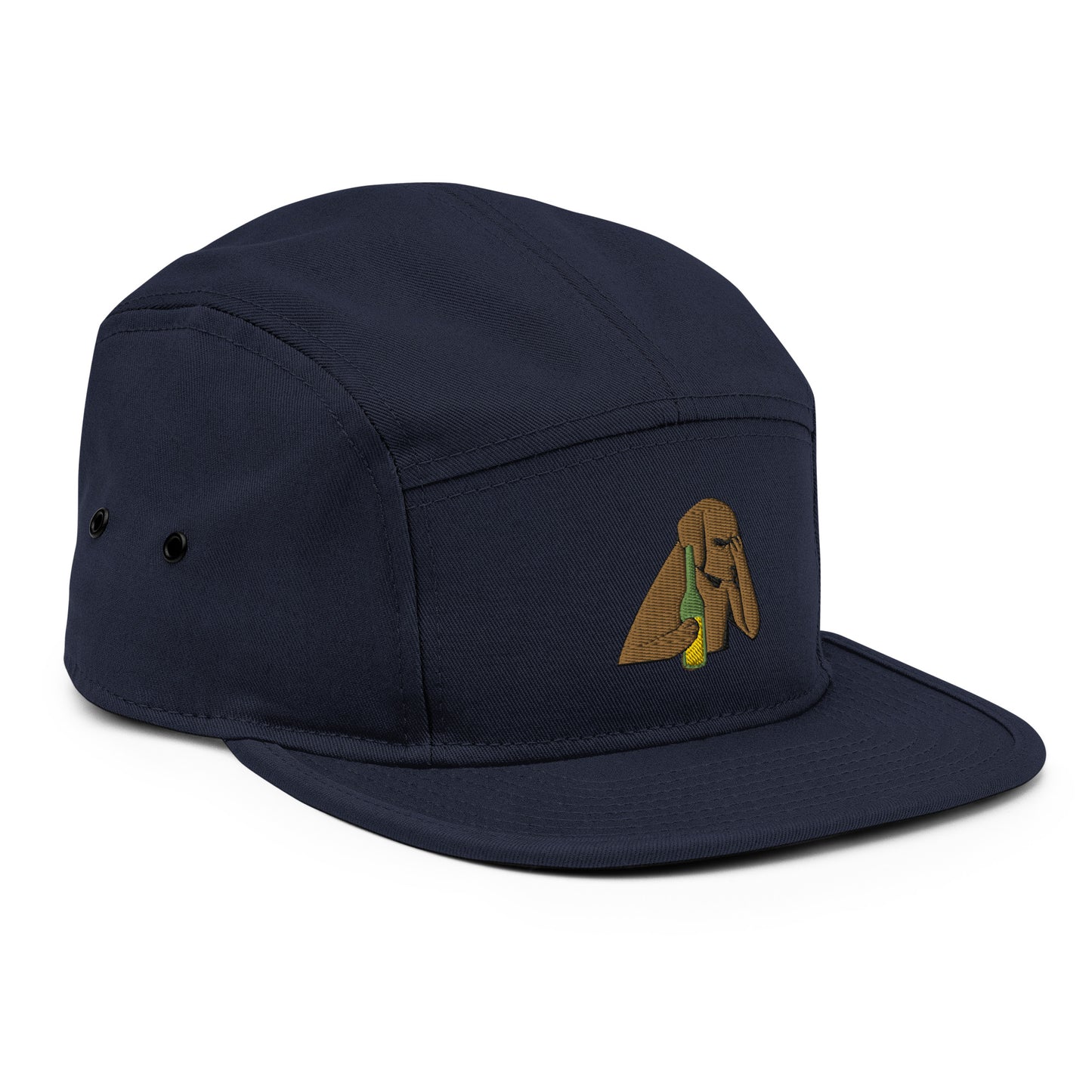 Drinking Beer Dog 5 Panel Camper Cap Hat