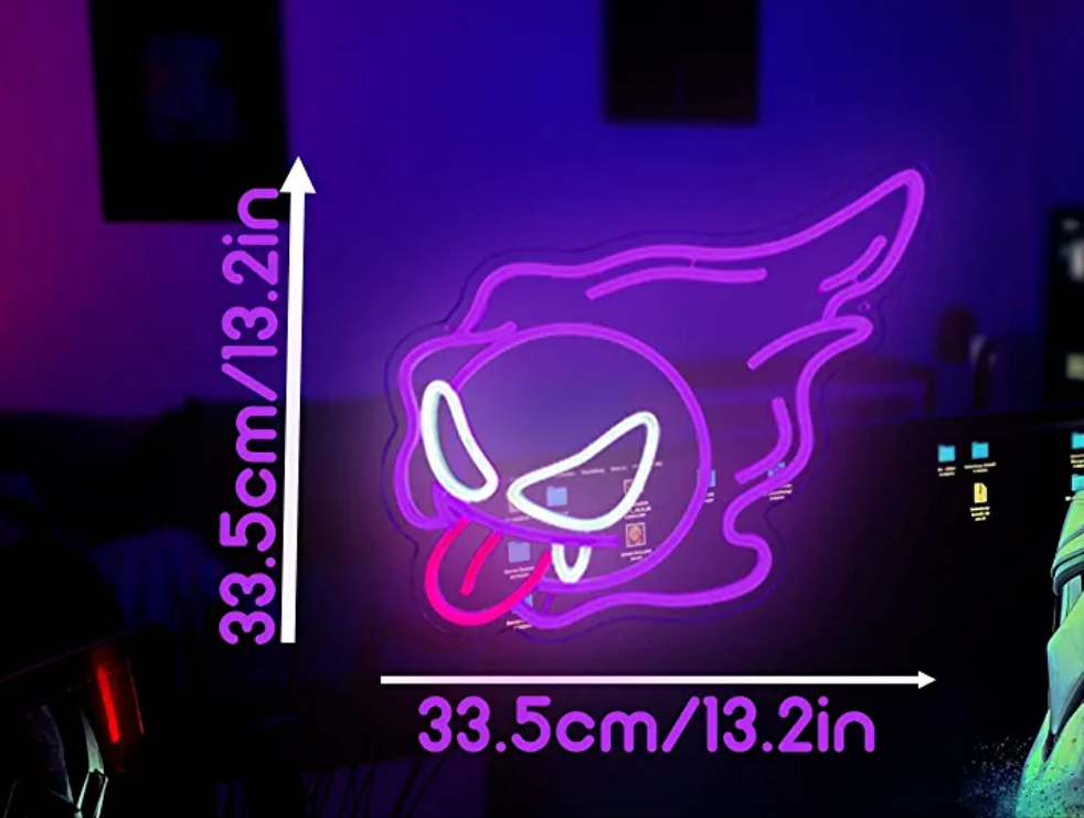 Gastly Pokemon Retro Style Neon Sign