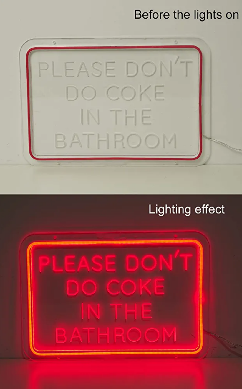 Don't Do Coke In The Bathroom Retro Style Neon Sign