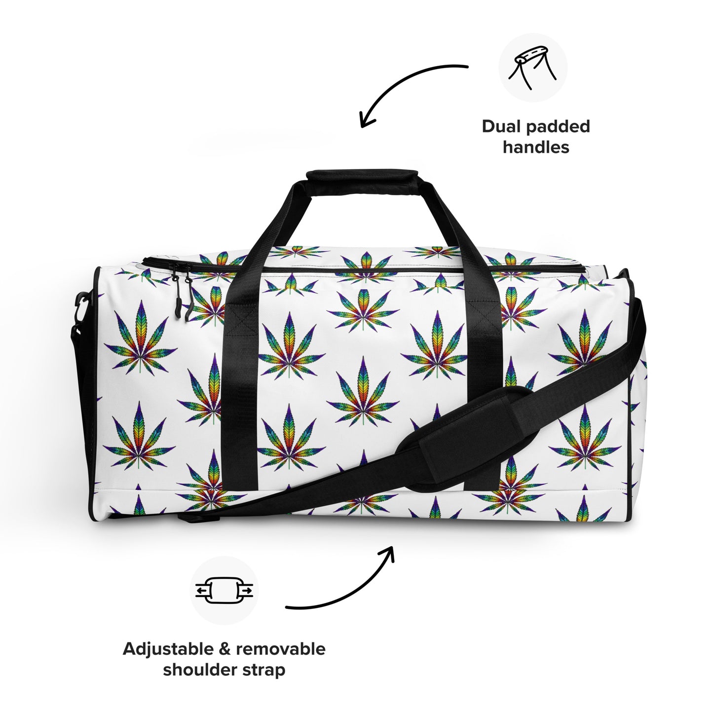 Rainbow Weed Leaf Duffle bag