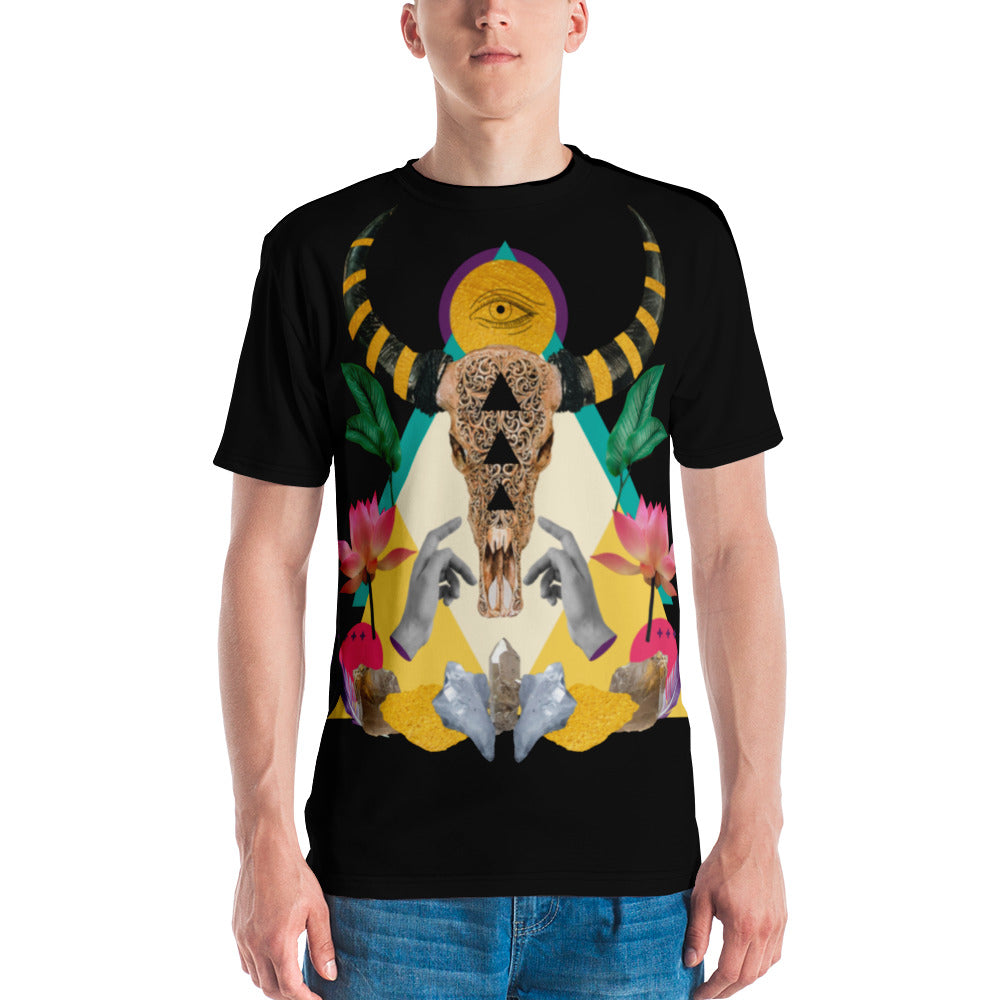 Black Bull Skull and Crystals All Over Print Men's t-shirt