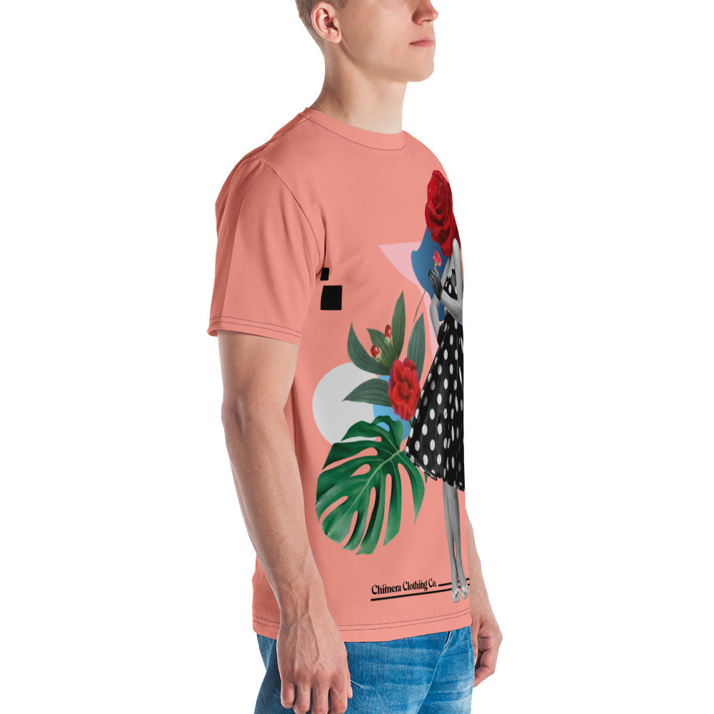 Pink Rose Head Collage All Over Print Men's t-shirt