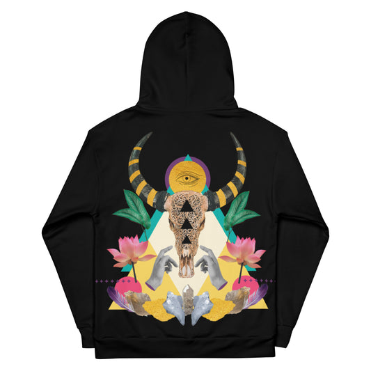 Black Bull Skull and Crystals Unisex Hoodie