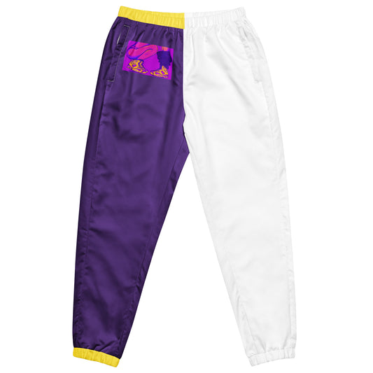 Sneaker Head Purple/Yellow Split Unisex track pants