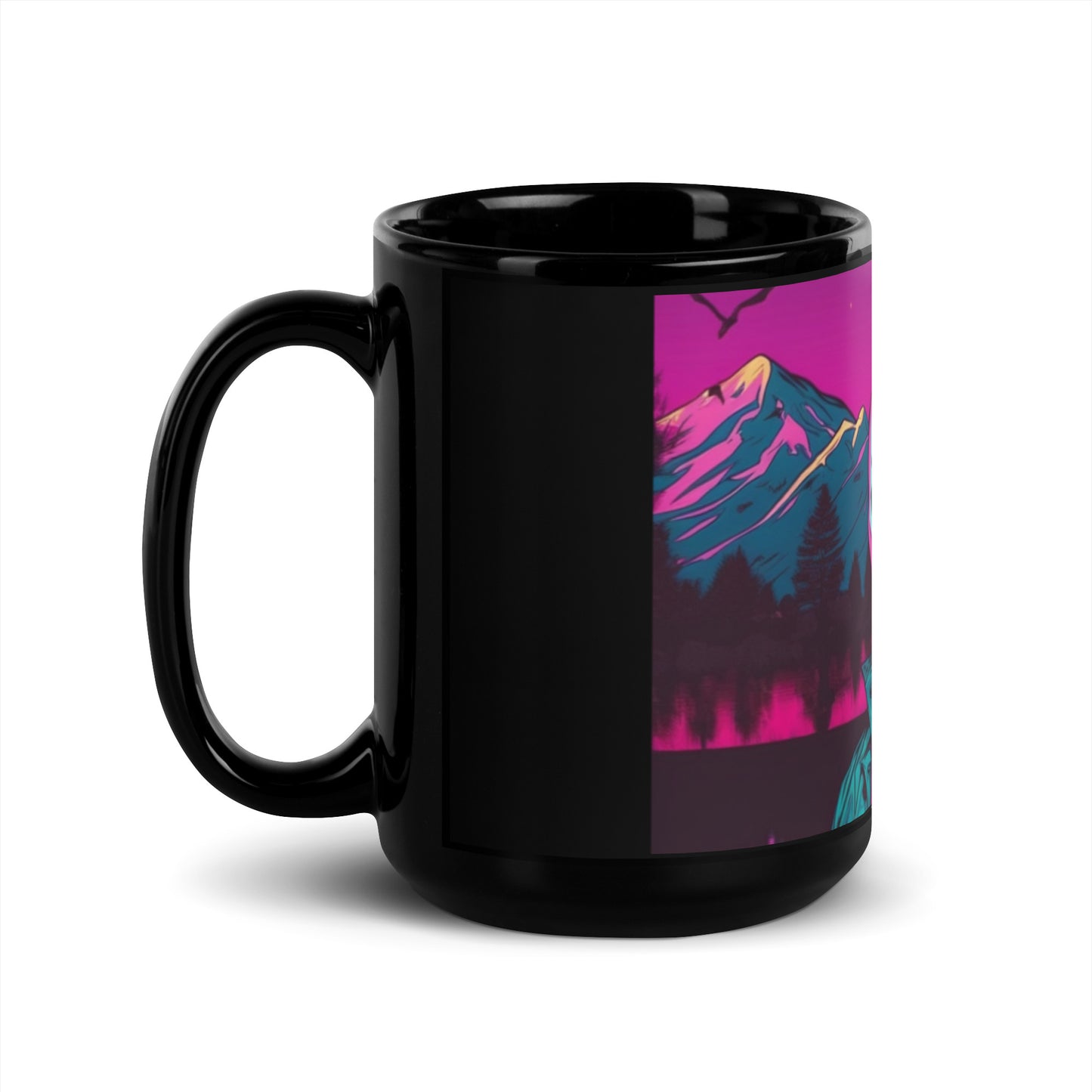 Vaporwave Killer Jason Voorhees Black Glossy Coffee Mug Cup 15oz