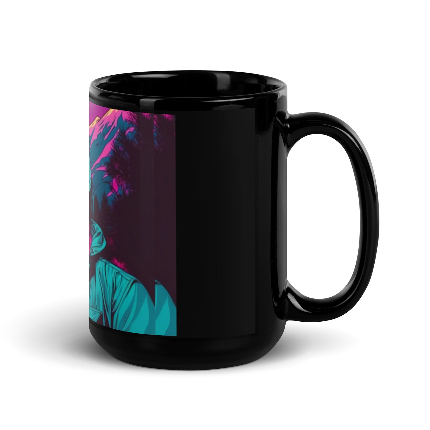 Vaporwave Killer Jason Voorhees Black Glossy Coffee Mug Cup 15oz