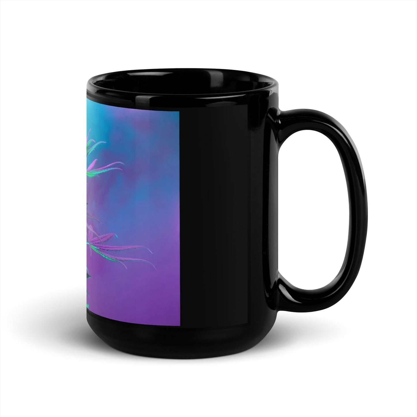 Purp Leaf Mirrored 15oz Black Glossy Coffee Mug Cup