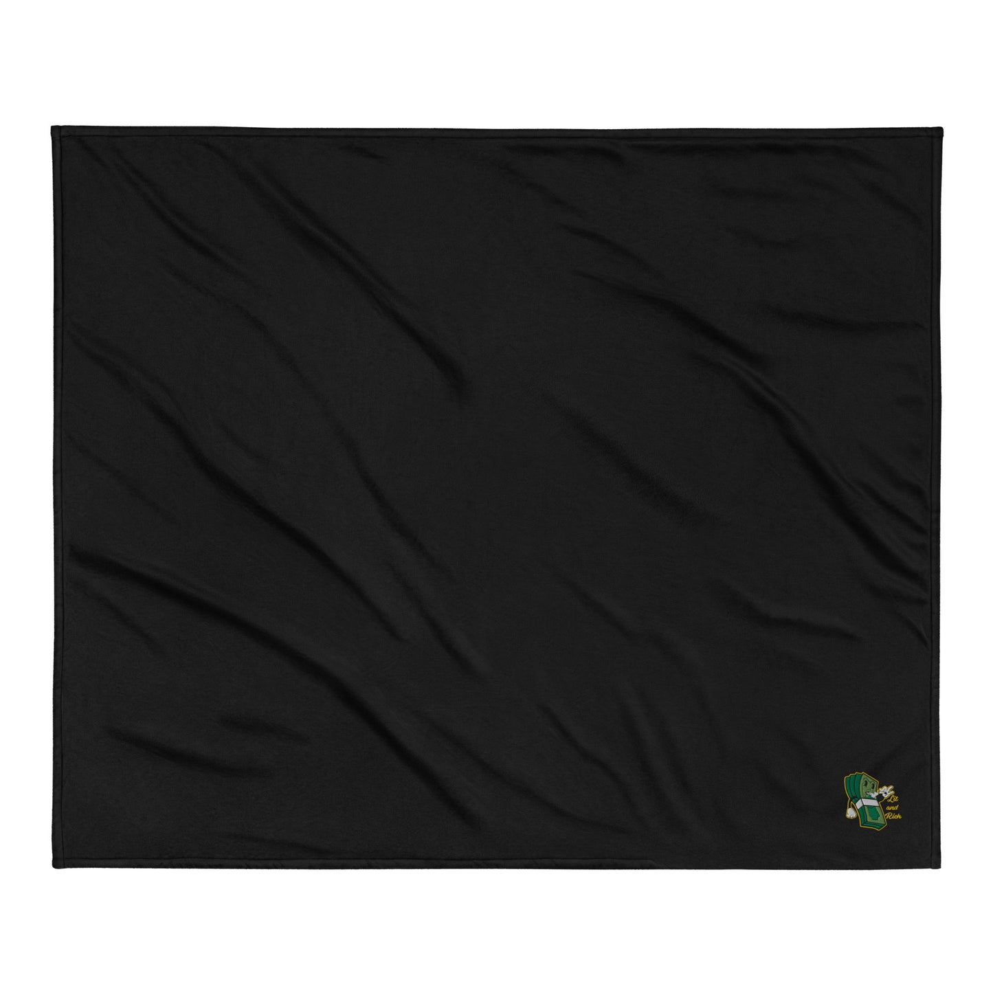 Lit and Rich Cash Smoke Embroidered 50x60 Premium sherpa throw blanket