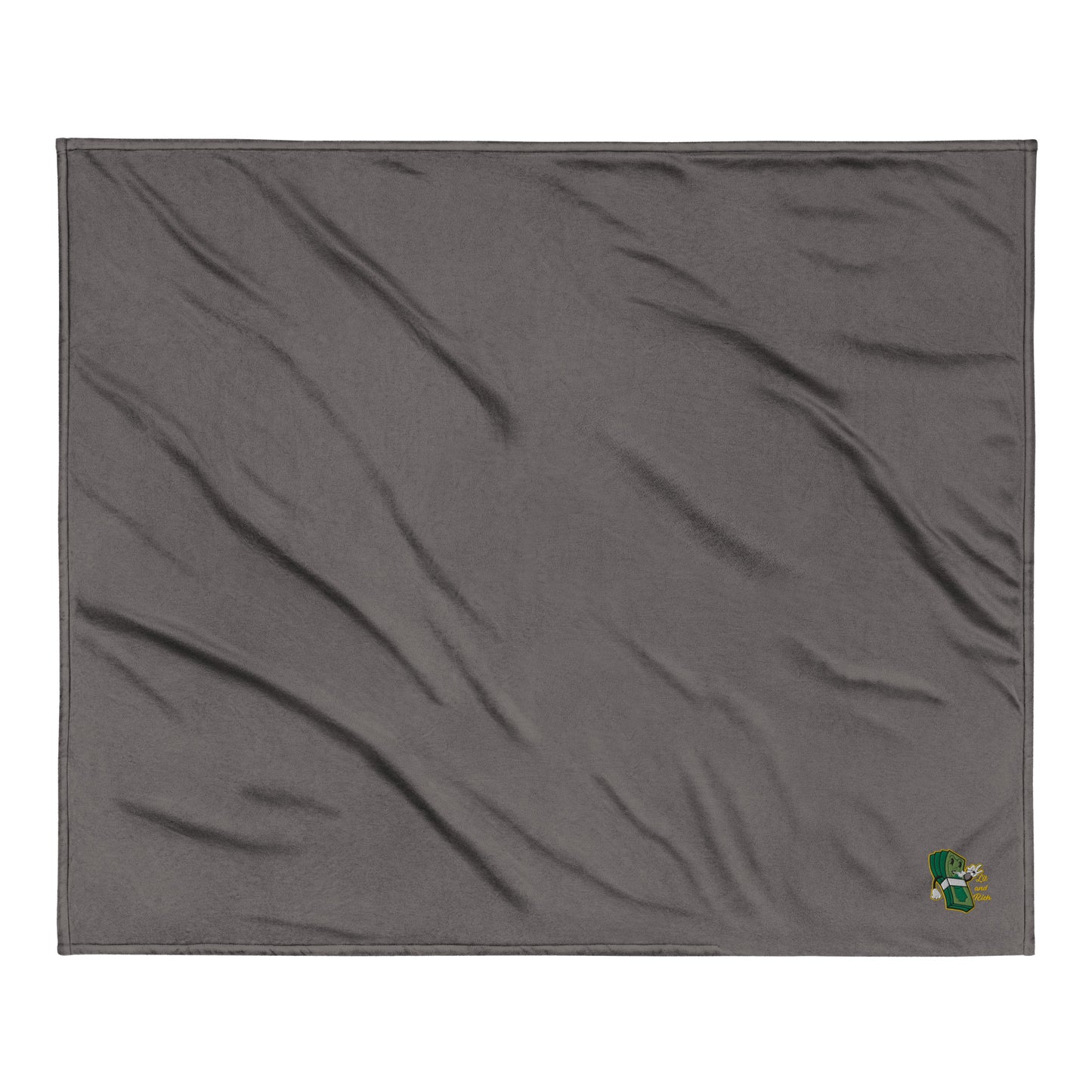 Lit and Rich Cash Smoke Embroidered 50x60 Premium sherpa throw blanket