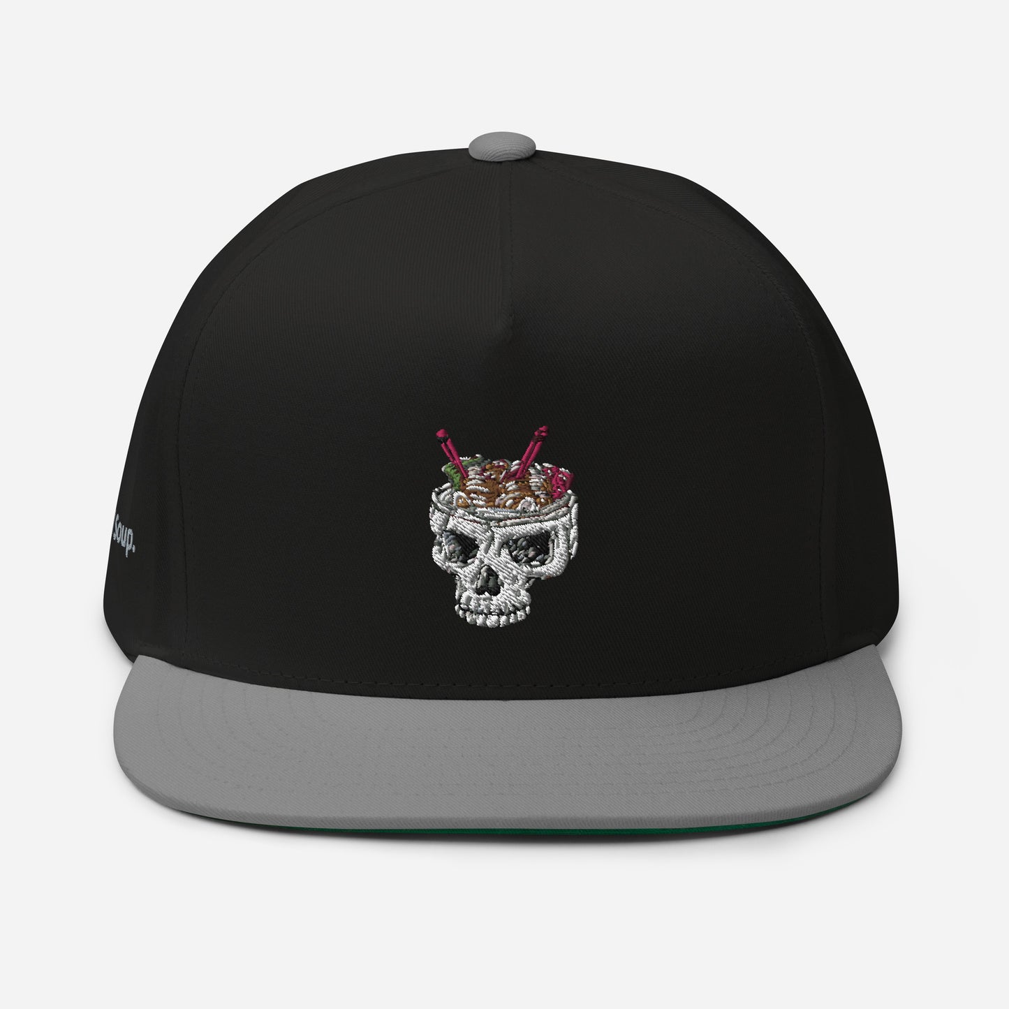 Ramen Noodle Skull Bowl Flat Bill Snapback Cap Hat