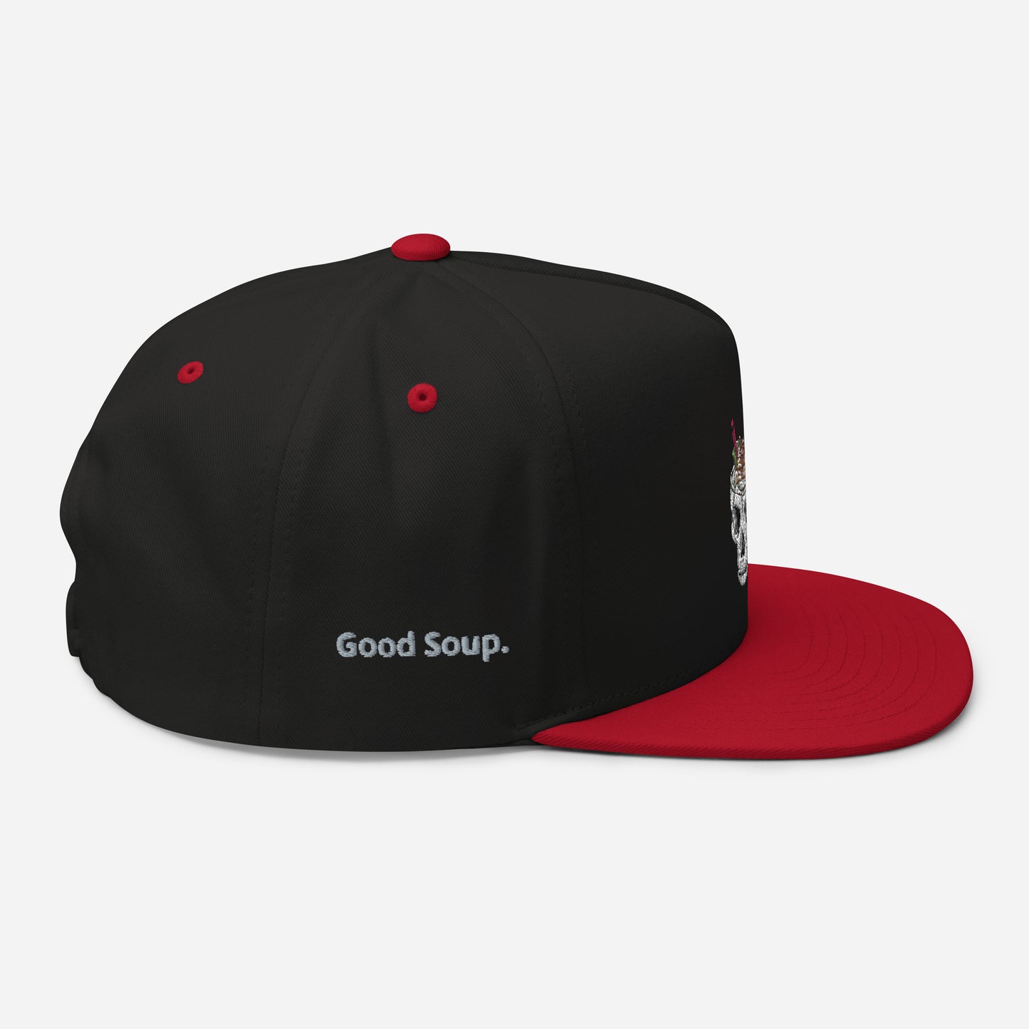 Ramen Noodle Skull Bowl Flat Bill Snapback Cap Hat