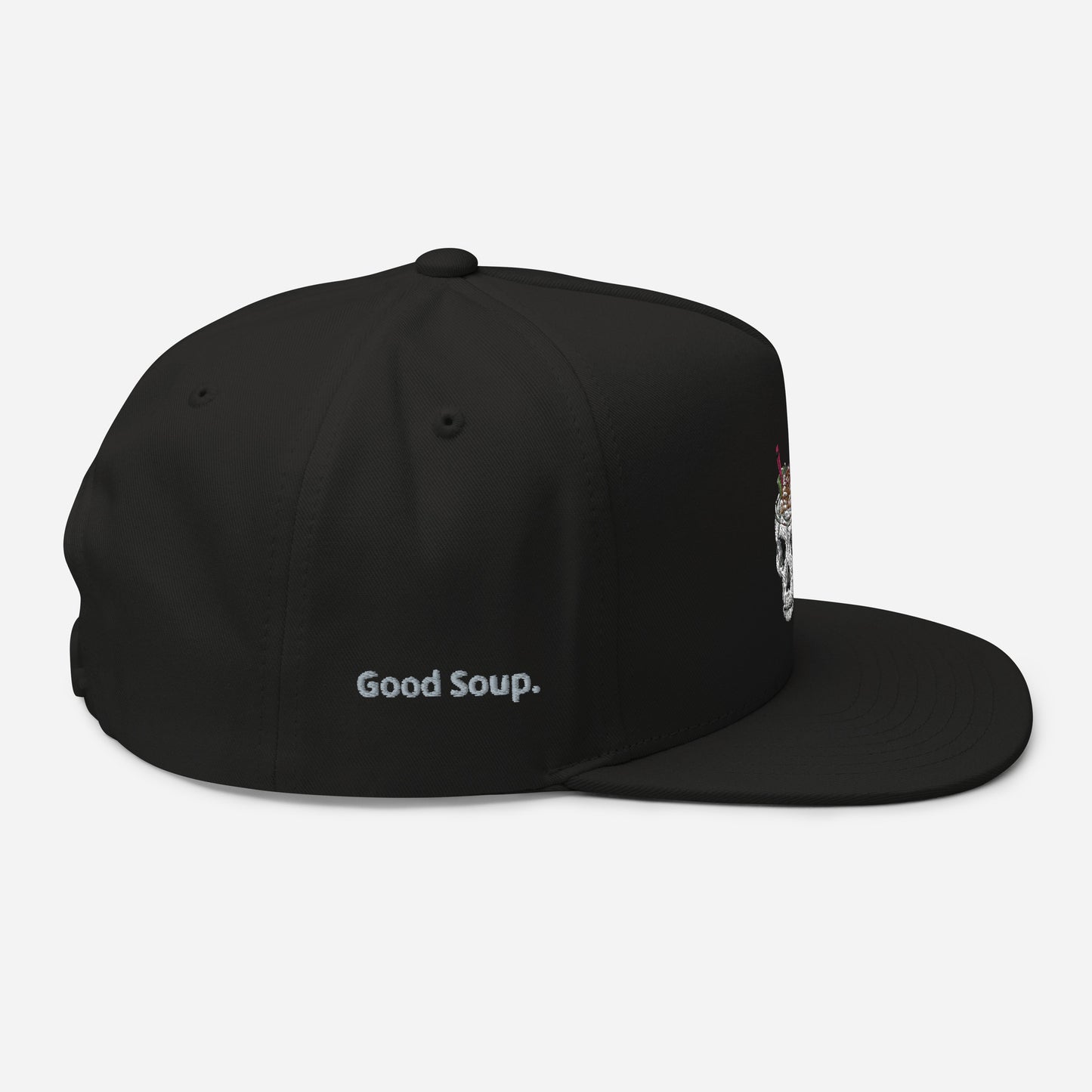 Ramen Noodle Skull Bowl Flat Bill Snapback Cap Hat