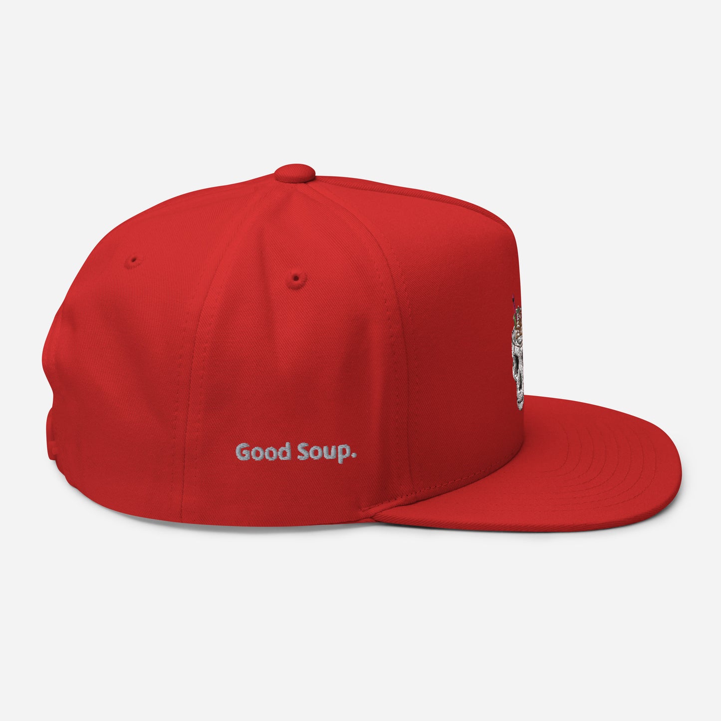 Ramen Noodle Skull Bowl Flat Bill Snapback Cap Hat