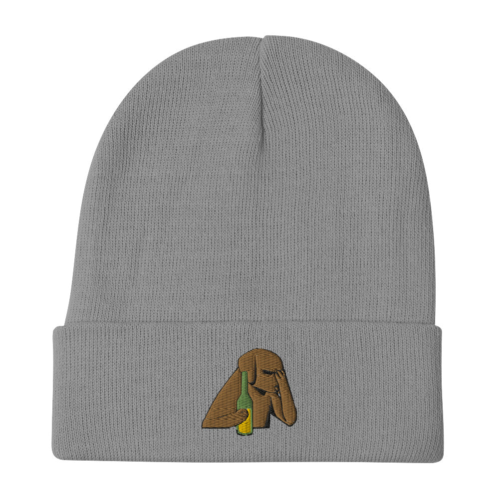 Drinking Beer Dog Embroidered Beanie Hat