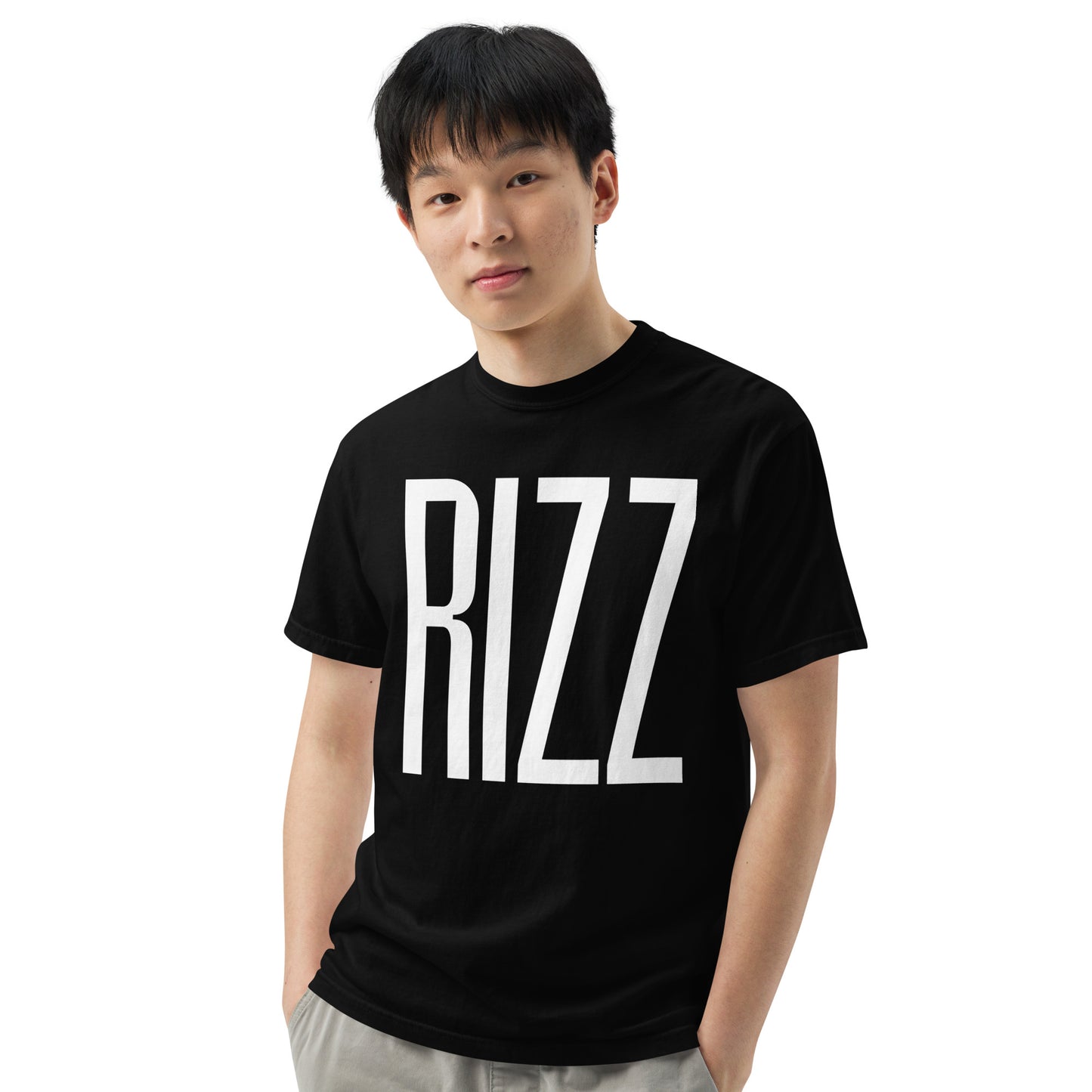 RIZZ White lettering Men’s garment-dyed heavyweight t-shirt