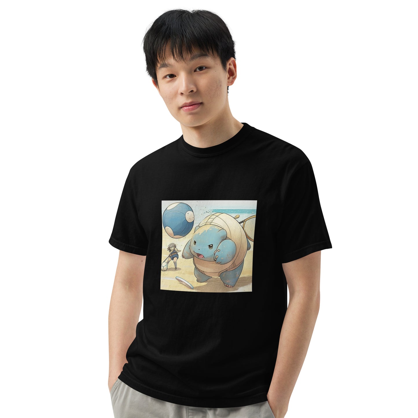 Blastoise at the Beach Men’s garment-dyed heavyweight t-shirt