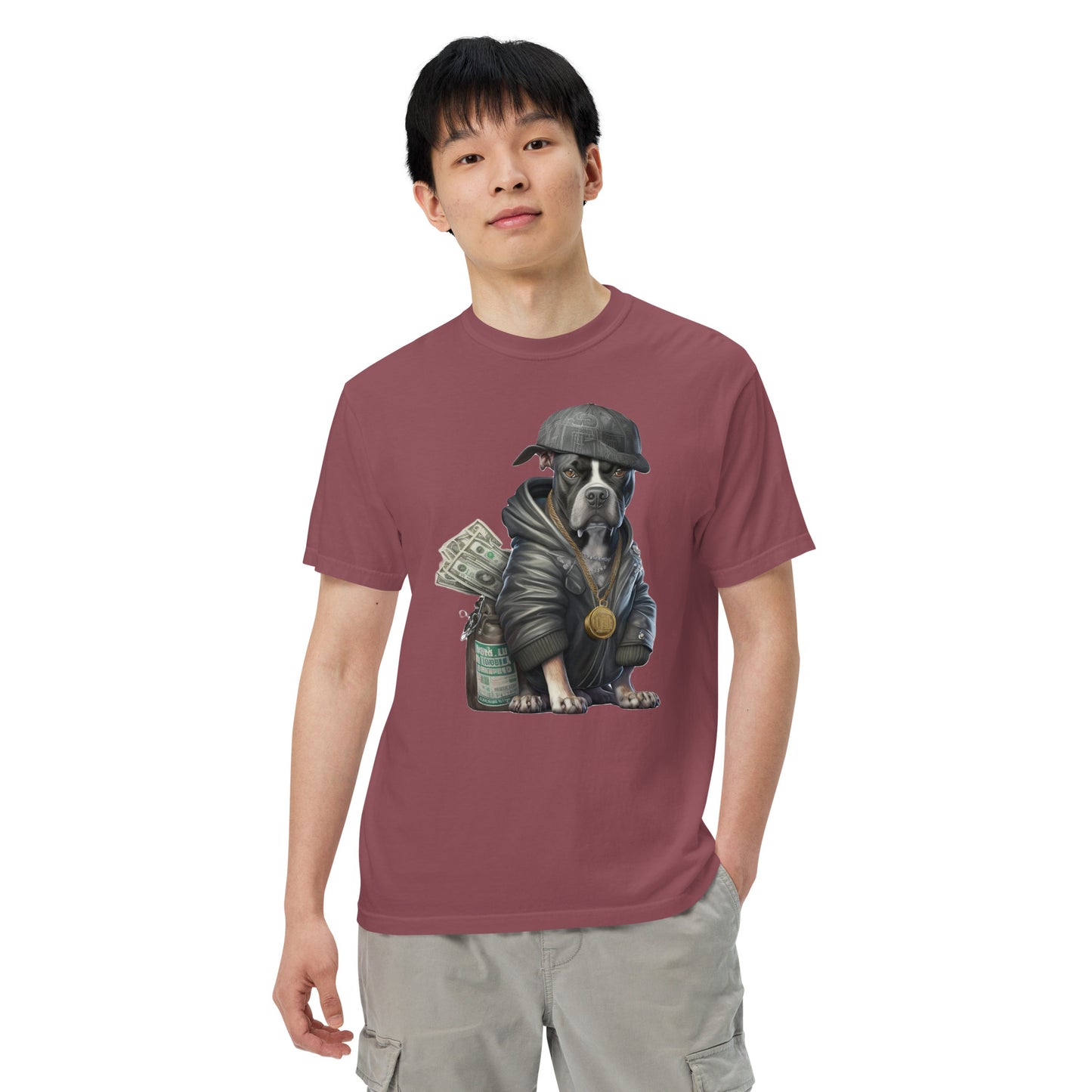 Cash the Pitbull Men’s garment-dyed heavyweight dog t-shirt