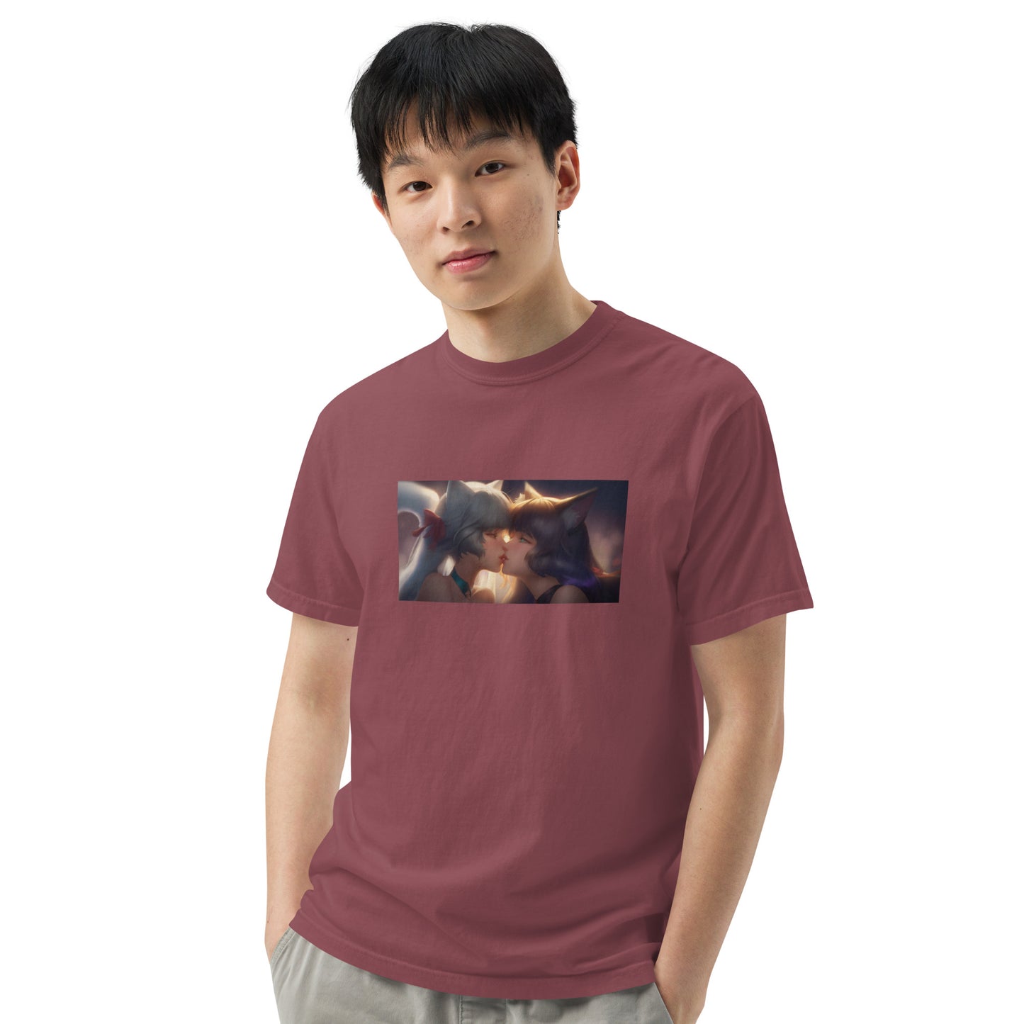 Kitty Waifus Kissing Men ’s garment-dyed heavyweight t-shirt