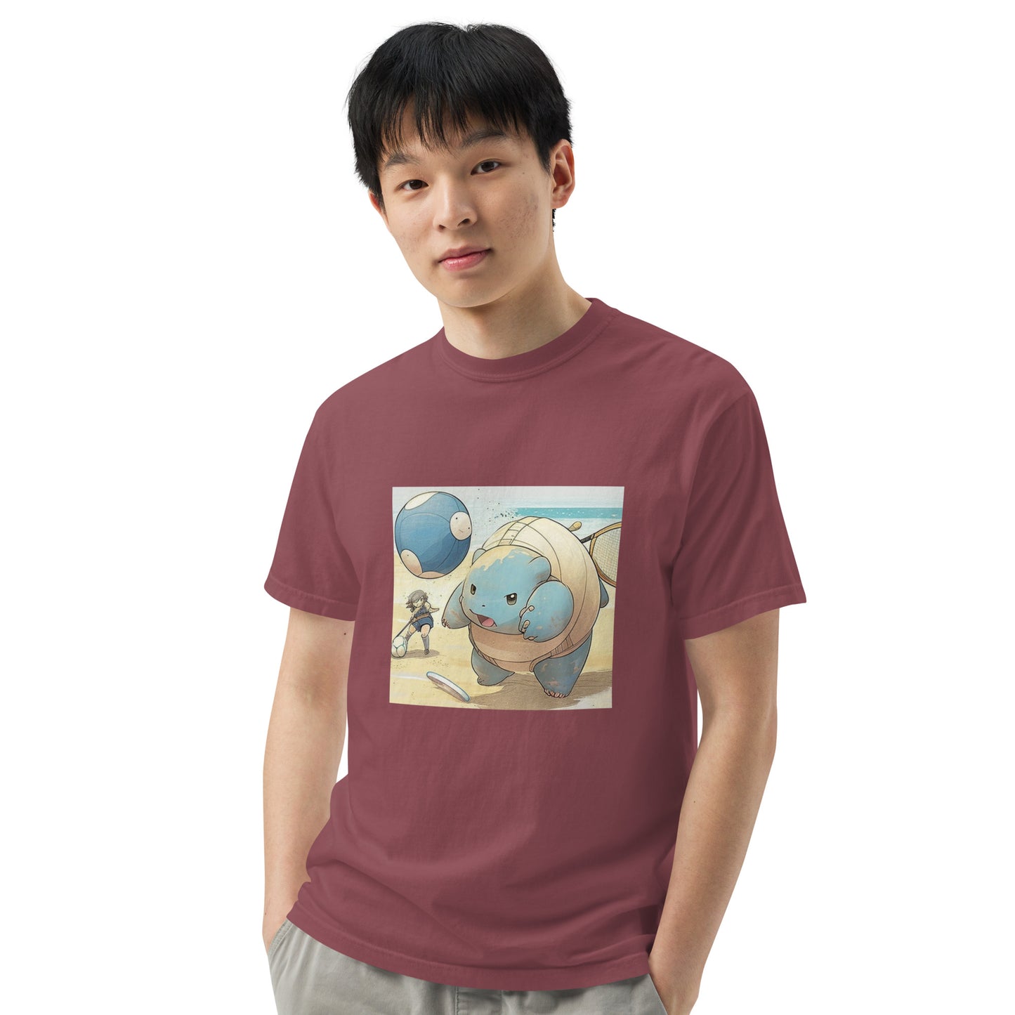 Blastoise at the Beach Men’s garment-dyed heavyweight t-shirt