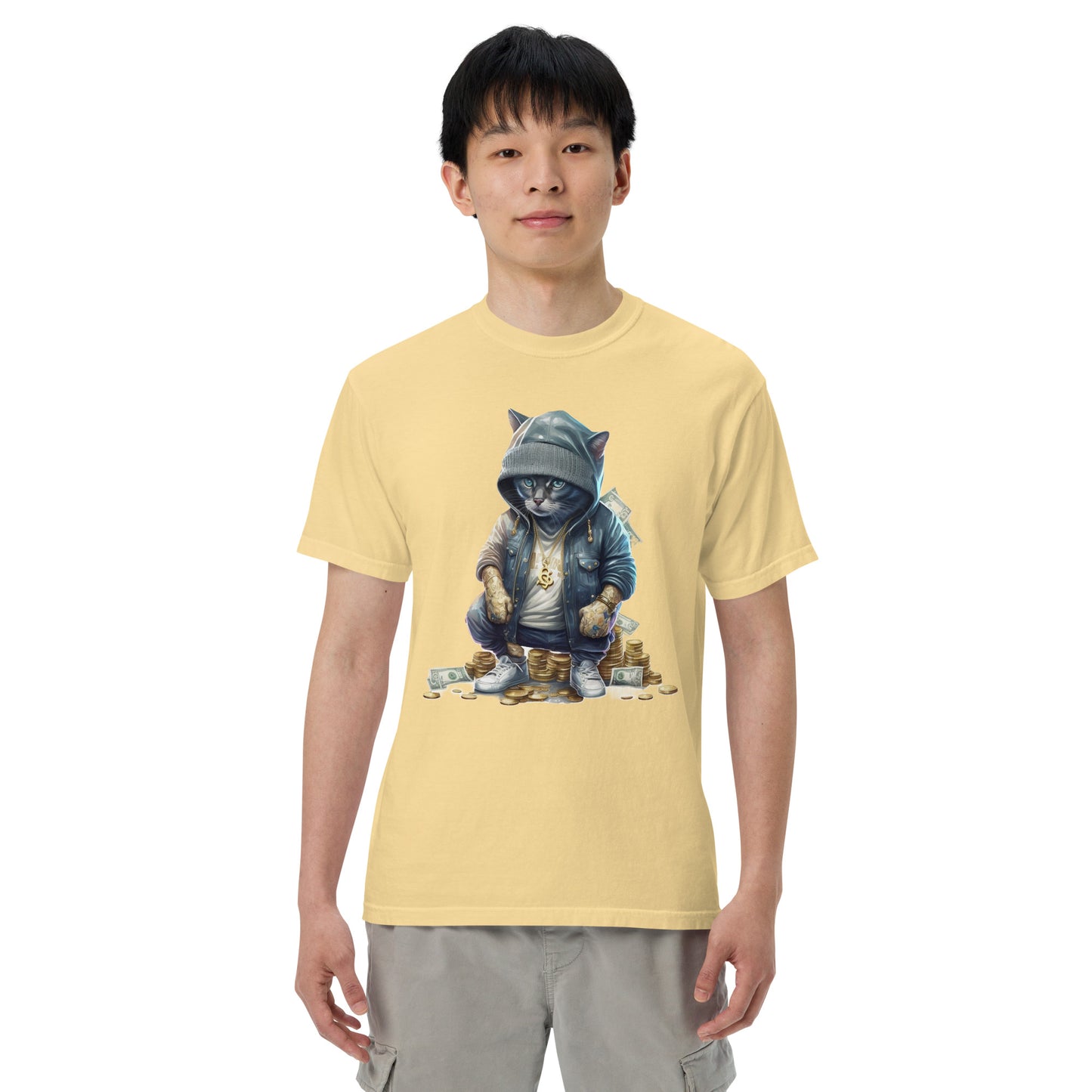 Stacks the Cat Men’s garment-dyed heavyweight t-shirt