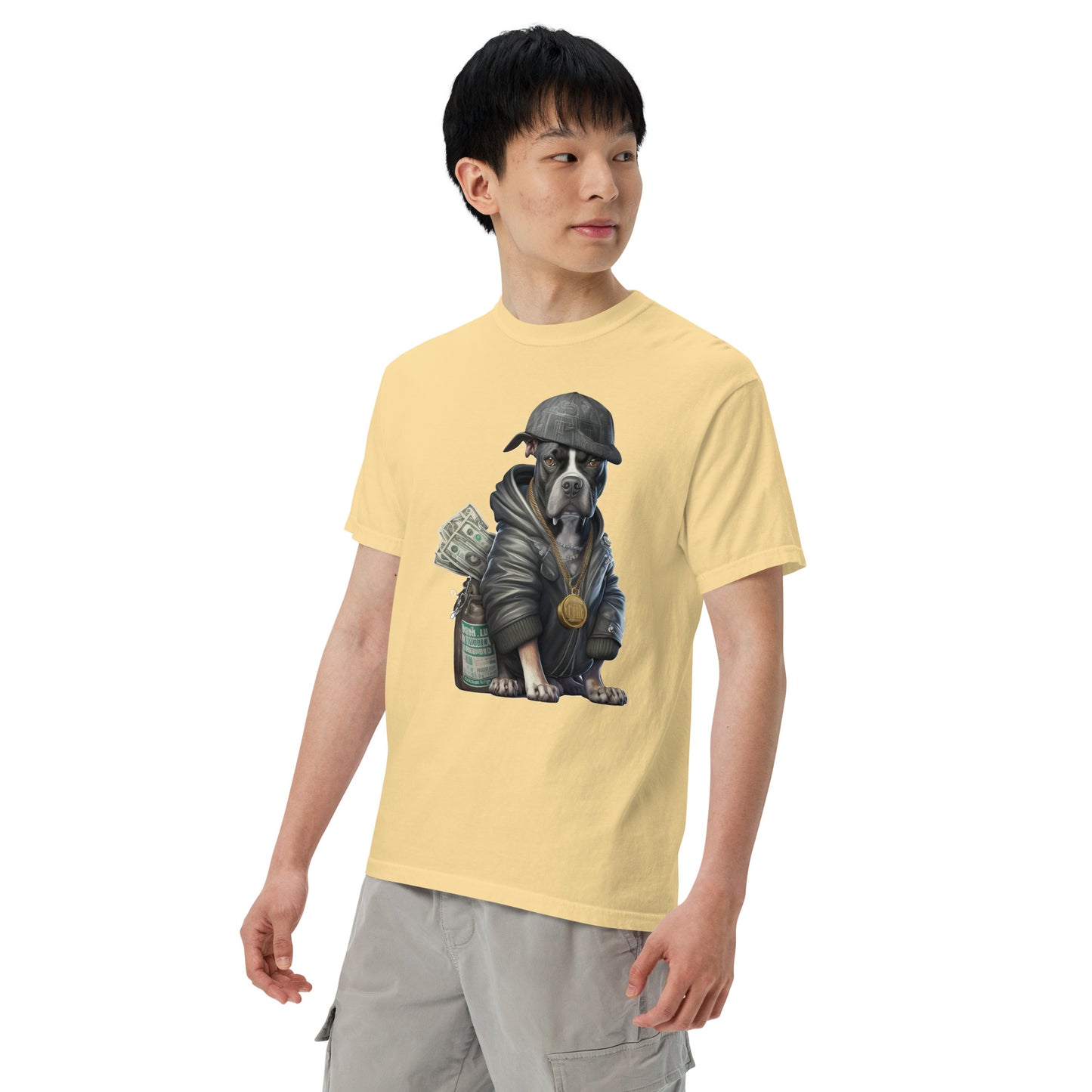 Cash the Pitbull Men’s garment-dyed heavyweight dog t-shirt