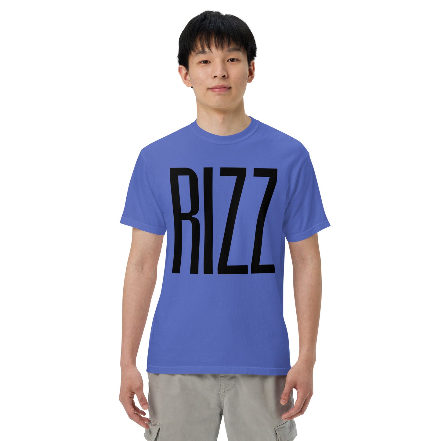 RIZZ Black Lettering Men’s garment-dyed heavyweight t-shirt