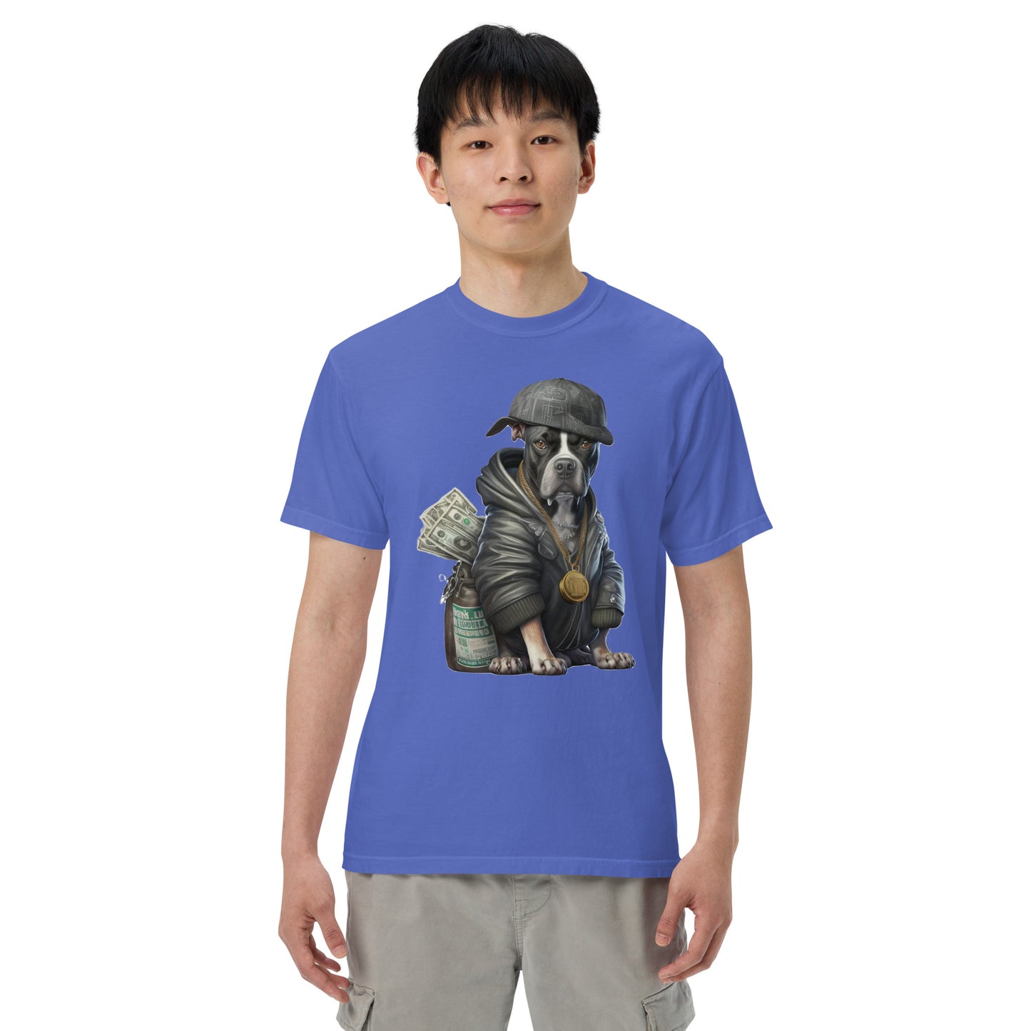 Cash the Pitbull Men’s garment-dyed heavyweight dog t-shirt