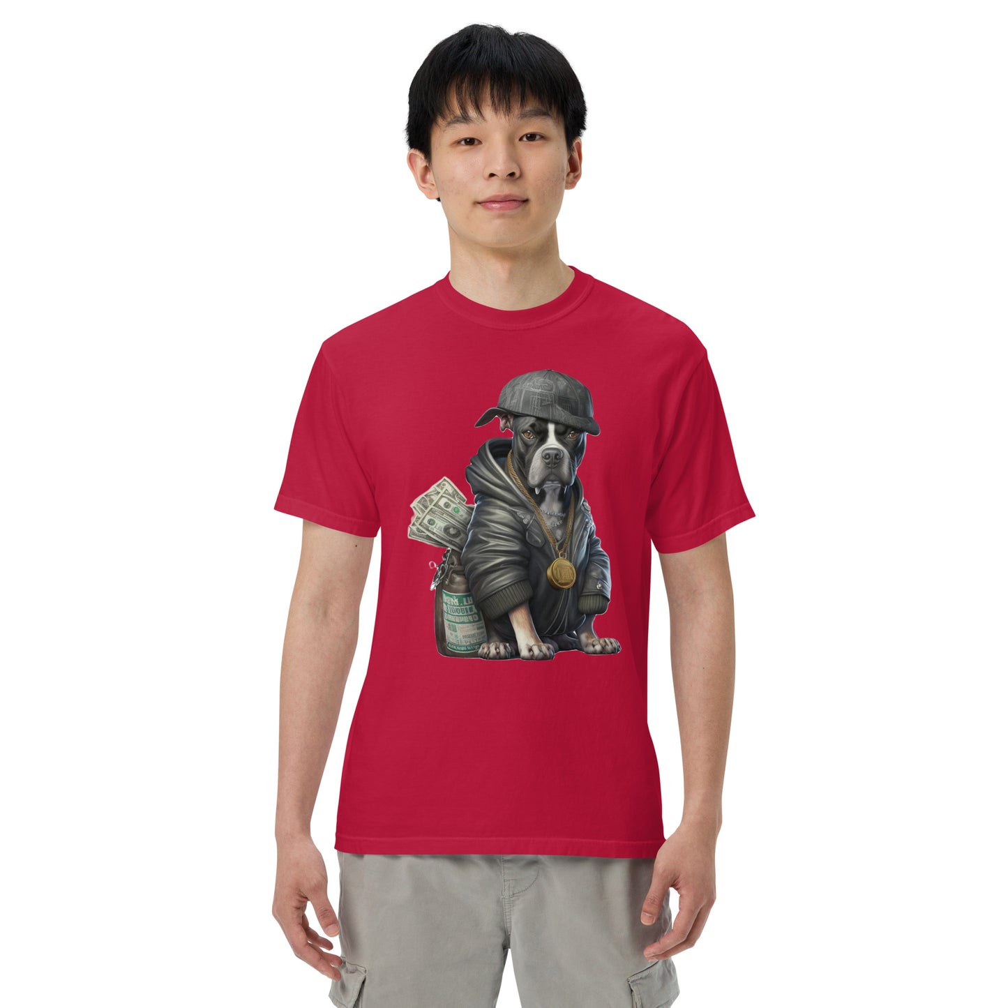 Cash the Pitbull Men’s garment-dyed heavyweight dog t-shirt