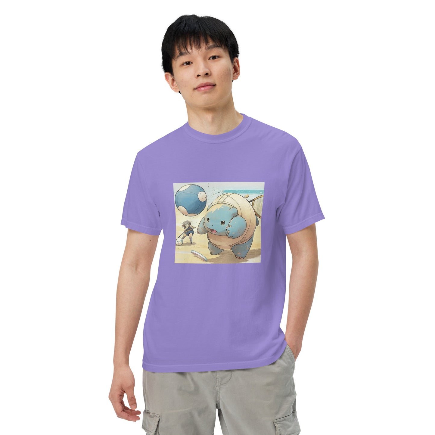 Blastoise at the Beach Men’s garment-dyed heavyweight t-shirt